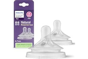 Philips Avent Lot de 2 tétines pour biberon à Réponse Naturelle 0% BPA, Débit 4 pour Bébé de 3 mois + (modèle SCY964/02)