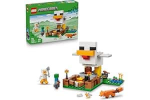 LEGO Minecraft La Ferme à Poulet - Jouet de Construction avec Minifigurine de Fan de Poule, Figurines Mobs de Bébé Zombie & Renard - Cadeau Gaming pour Fille ou Garçon dès 7 Ans 21585