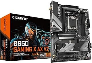 GIGABYTE B650 Gaming X AX V2 Carte mère - AMD Ryzen série 9000, VRM 8+2+2 Phases, jusqu'à 8000 MHz DDR5 (OC), 1xPCIe 5.0 + 2xPCIe 4.0 M.2, LAN 2,5 GbE, WiFi 6E, USB 3.2 Gen 2