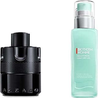 Lot de Azzaro The Most Wanted, Eau de Parfum Intense pour Homme en Spray Vaporisateur, 50 ml + Biotherm Homme, Aquapower Comfort Gel Peaux Sèches, Gel Hydratant Visage pour Homme, 75 ml