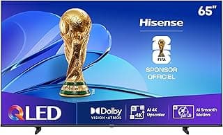 Hisense Smart TV 65 Pouces 65E7Q QLED 4K UHD Téléviseur, Dolby Vision Atmos, Mode Sport IA MEMC, HDR, VIDAA avec Youtube, Netflix, Disney+, Canal +, Commande vocale Alexa