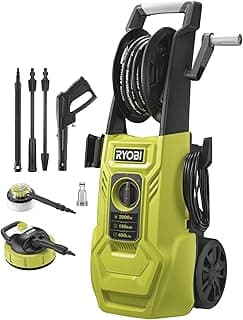 RYOBI - Nettoyeur Haute Pression 2000 W - 150 Bars - 450 L - Flexible 8 m - Enrouleur - réservoir détergent intégré - Lance Vario & Turbo - Brosse rotative - RY150PWA