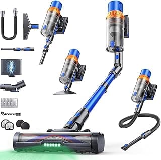 SunSare Aspirateur Balai sans Fil, 600W/50KPA/65Mins Aspirateur sans Fil Puissant avec Pliable Adaptateur, Tuyau 1M, Parfumé, Chargement Mural, Aspirateur Balai pour Poils d’Animaux/Sols/Tapis