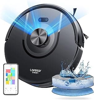 Laresar Clean Mars01 Robot Aspirateur Laveur 3 en 1, Navigation LiDAR, Aspirateur Robot 5000Pa d'Aspiration, 5 Cartes Editables, Convient aux Poils d'animaux, Tapis et Sols (Foncé)