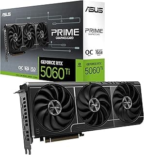 ASUS Prime GeForce RTX 5060 Ti 16GB GDDR7 OC Edition Graphics Card The SFF-Ready (PCIe 5.0, 16GB GDDR7, HDMI/DP 2.1, 2.5-Slot, Axial-Tech Fans, Dual BIOS)