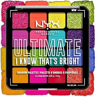 NYX Professional Makeup Palette de Fards à Paupières Ultimate Shadow, 16 couleurs, Finition Intense et Longue Durée, Formule Vegan Sans Ingrédients d'Origine Animale ou Dérivé, I Know That's Bright