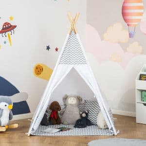 MOTHINESSTO1004-Tente Teepee Indien Tente de jeu pour Enfant Style Graphique - dim. 1,2L x 1,2I x 1,55H m - Porte refermable Fenêtre