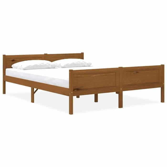 Simple LIT durable - Structure de lit - sans matelas - pin massif marron miel 140x200cm EU25_X91126
