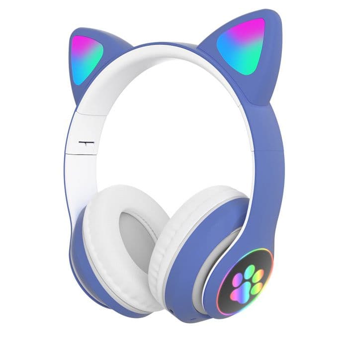 Casque d'écoute sans fil pour enfants - RNCYN - Oreilles de chat - Rose - STN28 - Bluetooth 5.0 - Microphone intégré