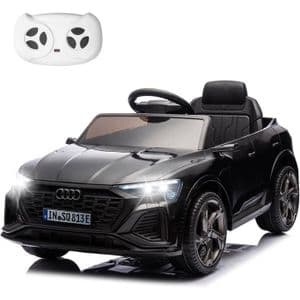 Voiture Électrique Enfants Audi-Batterie 12V,Télécommande 2,4GHz sans Fil, Ceinture de Sécurité, Musique,3-5 km/h,3-6 Ans,Noir