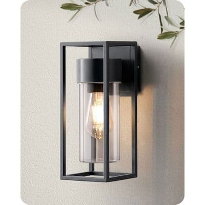 EDISHINE applique murale extérieure intérieure, noir, étanche IP44, douille E27, ampoule non incluse, éclairage mural d'extérieur